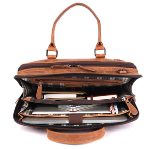 Best Quality Classic Leather <b>Laptop</b> Briefcase Shoulder Bag Zipper Closure Protective Design for Business Travel From India - Product Image 4