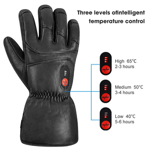 Gants de ski légers et imperméables en cuir de mouton, technologie chauffante rechargeable, coupe-vent, pour le ski de fond et le snowboard - Product Image 6