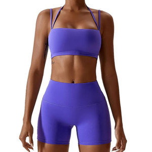Conjunto Deportivo de Dos Piezas para Mujer, Shorts de Yoga Cómodos de Cintura Alta, para Gimnasio, Entrenamiento, Fitness, Running, Pilates - Product Image 1