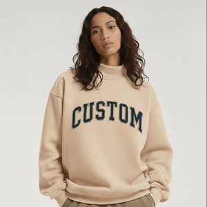 Sudadera de cuello alto para mujer, servicio OEM, de otoño, con frente de felpa, algodón, anti-bolitas, transpirable, de secado rápido, ecológica - Product Image 1