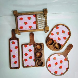 Christmas gifts Wooden Dinnerware <b>Set</b> With Pizza Platter Chopping Boards Desserts & Foods Serving Tray And Platter At Best Price - Product Image 5