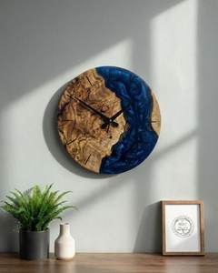 Handmade Wood & Epoxy Resin <b>Wall</b> <b>Clock</b> Unique Custom Design with Natural Wood Grain Quartz Calendars Home <b>Decor</b> - Product Image 4