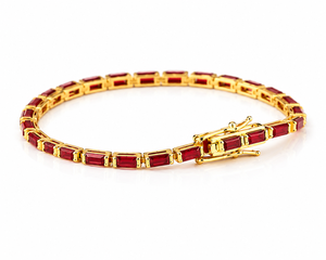 <b>Ruby</b> Octagon 925 Sterling Silver Handmade 18k Gold Plated Tennis Sleek <b>Bracelet</b> For Women Jewelry Gift - Product Image 4