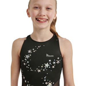Leotardo de Gimnasia y Ballet con Estampado de Estrellas Negras, Personalizado OEM, Nailon y Spandex, para Niñas, Traje de Danza para Entrenamiento, Venta al Por Mayor - Product Image 2