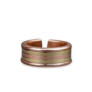 Awesome Handmade Tricolor Copper Ring – Adjustable Mixed Metal <b>Braided</b> Band Modern Unisex Finger <b>Accessory</b> - Product Image 3