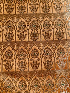 Tissu brocart de soie avec motif floral jacquard et broderie Zari, largeur 58/60 pouces, pour vêtements de sari pour femmes - Product Image 1