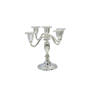 En gros, Candelabre en aluminium à 5 bras, finition argentée, porte-bougie en métal, élégant centre de table pour mariage et événements, décoration intérieure - Product Image 3