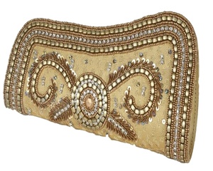 Lowellcraft Hand Embroidery Satin Evening <b>Wedding</b> <b>Clutch</b> Purse - Product Image 1
