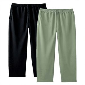 Men Casual Elastic Waist Joggers <b>Black</b> Green Polyester Cotton Knitted Breathable Lightweight Pants Spring Wear - Product Image 1