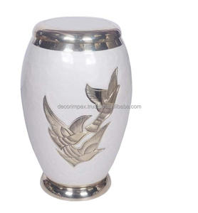 White Finis Latest Design Wholesale Decorative Metal Cremation Urn <b>Memorial</b> Urn with Polished Design at wholesale price - Product Image 2