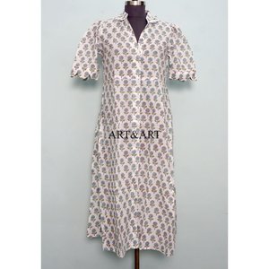 Vestido Midi Transpirable de Algodón Lavable Natural para Mujer, Estampado Floral, con Bolsillos, para Fiestas al Aire Libre y Ocasiones Especiales - Product Image 3