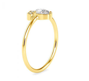 Anillo de compromiso con diamantes cultivados en laboratorio con corte de pera, anillo minimalista de oro con diamantes, pequeño anillo de promesa nupcial - Product Image 2