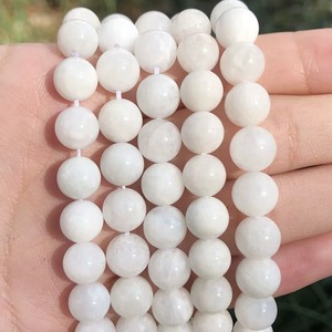 Perles en pierre de lune bleue naturelle en vrac, lisses et rondes, 6/8/10MM, pour la fabrication de bijoux, bracelets et colliers - Product Image 3