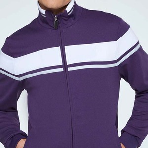 Men's <b>Purple</b> Tracksuit Full Zip Stand Collar Sporty Regular Fit Polyester Cotton Autumn Wear With Side Pockets - Product Image 6