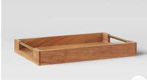 Wild Grain Wooden Serving Tray Rectangle Retro Design Durable With Leather Handles And Metal Corners For Party Dessert Platter - Product Image 6