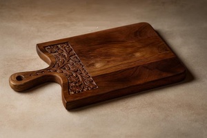 เขียงไม้ชีแฮมไม้แกะแกะลายดอกไม้แกะสลักด้วยมือกระดานเสิร์ฟอาหารในครัวมีความหนาทนทาน - Product Image 2