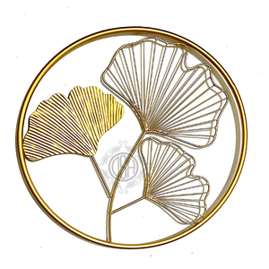 Juego de 3 Adornos Metálicos de Pared con Hojas de Ginkgo Doradas, Decoración Redonda de Hierro para Colgar en la Sala de Estar, Pasillo, Dormitorio y Decoración del Hogar. - Product Image 6