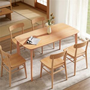 Natural Wooden Rectangular <b>Dining</b> <b>Table</b> for Kitchen and Office Desk Use - Product Image 1