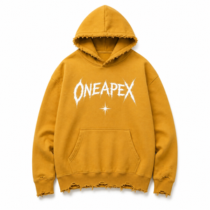 Custom Mustard <b>Yellow</b> Washed Fleece <b>Hoodie</b> <b>Men's</b> Oversized Distressed Streetwear Pullover Sweatshirt Graphic <b>Hoodie</b> - Product Image 1