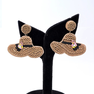 Trendy Statement Straw Hat Earrings Boho Summer <b>Beach</b> Statement Dangle Earrings for Women and Girls Perfect Casual <b>Accessory</b> - Product Image 1