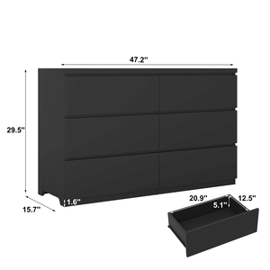 6-Drawer Wide Chest Dresser Wood <b>Storage</b> Tower with Large <b>Storage</b> Space Organizer for Bedroom <b>Clothes</b> - Product Image 3