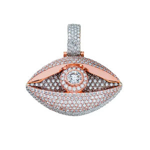 Colgante Horus de Plata 925 Bañado en Oro Rosa con Diamante Moissanita, Joyería Religiosa Hip Hop, Amuleto de Protección Ocular con Incrustaciones para Fiesta - Product Image 5