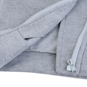 Sweat-shirt à capuche gris pour femme, design asymétrique avec fermeture éclair, mélange de coton respirant, tricoté, vêtement d'automne, coupe classique - Product Image 6