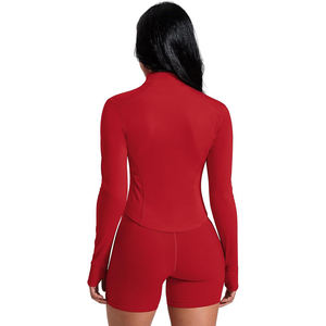 Veste de yoga zippée intégrale pour femme, col montant, manches longues, coupe ajustée, en nylon et élasthanne, extensible dans quatre directions, respirante et anti-humidité - Product Image 5