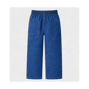 Pantalones Escolares de Mezclilla Azul para Niños al Mejor Precio, Cintura Elástica, Pierna Ancha, Uniformes Escolares, Embalaje para Exportación - Product Image 1