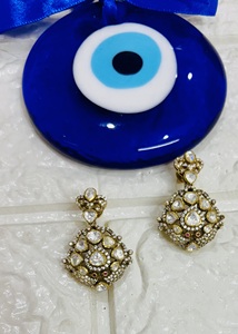 Vintage 22k Gold Plated <b>Silver</b> Round <b>Studs</b> Earrings Women's Luxury Party Wedding Jewelry Gift Amaira Jewels - Product Image 2