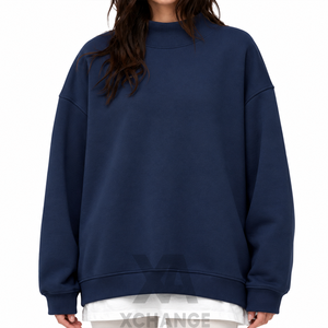 Sweat-shirt oversize à col montant pour femme, en molleton de coton épais, avec broderie personnalisée - Product Image 3