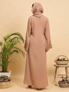 Abaya de Invierno para Mujer, Modesta, Ligera, Transpirable, de Secado Rápido, de Poliéster, con Cuello Alto, Manga Larga, Bordado, Corte Holgado, Larga hasta el Suelo - Product Image 3