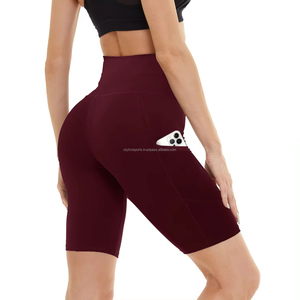 Short de sport d'été de haute qualité pour femmes Taille haute ample Polyester Spandex Motif lavé personnalisé Short d'entraînement décontracté populaire - Product Image 1