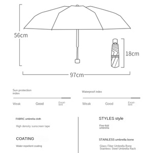 ร่มกันแดด 8K รุ่นมินิ โรงงานขายส่ง ทนลมแรง ใช้ได้ทั้งกันแดดและกันฝน พับได้ห้าตอน สีสันสดใส พร้อมซองใส่ - Product Image 6