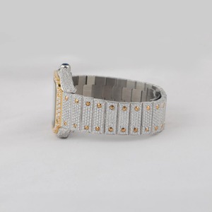 Montre en acier inoxydable entièrement sertie de diamants Moissanite VVS, mouvement à quartz, pour hommes, au meilleur prix - Product Image 3