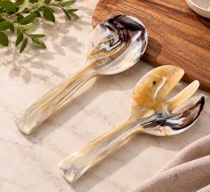 Ensemble de service à salade en résine décorative, cuillères et pinces à salade modernes, accessoires de cuisine en gros - Product Image 1