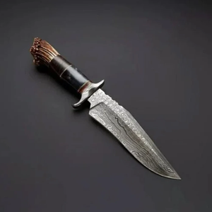 Couteau de camping et de bushcraft Premium LEGACY BLADES en acier Damas, pointe tombante, manche en bois fait main, lame fixe, qualité industrielle OEM - Product Image 5