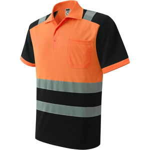 Camiseta Polo de Seguridad de Alta Visibilidad Negra para Hombre con Cinta Reflectante, Manga Corta, Ropa de Trabajo, Tejido Transpirable - Product Image 3
