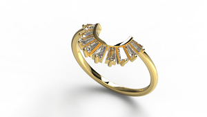 Luxury 18K Gold Baguette Diamonds Wedding Band U Shaped <b>Ring</b> <b>Stacking</b> Promise <b>Ring</b> Band Jewelry Fine Jewelry For Women - Product Image 2