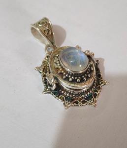NIKHIL GEMS Elegant Vintage Moonstone Pendant Sterling <b>Silver</b> Handmade Storage Box <b>Locket</b> Jewelry Engagement Gift Third Party - Product Image 5