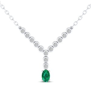Colliers REYES de luxe en argent sterling 925 avec émeraude ovale de 0,5 carat et moissanite pour elle, bijoux raffinés. - Product Image 2