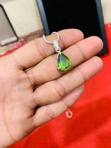 AAA Quality Lime Green Teardrop Pear Cut Peridot Necklace Peridot Green Minimalist <b>Locket</b> For Women German <b>Silver</b> Handmade - Product Image 2