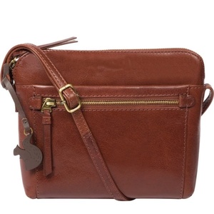 Sac bandoulière en cuir marron pour femme, sac de poitrine tendance personnalisé avec sangle réglable, poche avant zippée, style minimaliste - Product Image 1