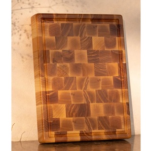 Ensemble de planches à découper en bois d'acacia de qualité supérieure, blocs de boucher en grain transversal avec rainure pour les jus et pieds antidérapants pour la cuisine - Product Image 5