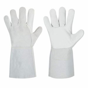 Gants de soudage TIG en cuir de chèvre et croûte de vache renforcés, durables et résistants, ignifuges, pour travaux lourds, sécurité optimale - Product Image 1