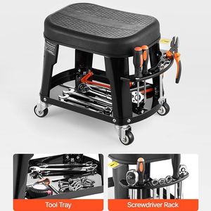 Rolling <b>Workshop</b> Seat with Tool Tray Mechanic <b>Stool</b> Featuring Convenient Movement and Storage - Product Image 2
