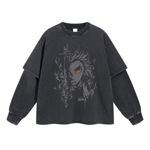 T-shirt à double manche pour homme, mode streetwear, 100% coton, t-shirt à manches longues superposées, streetwear, t-shirts à double couche pour homme - Product Image 1