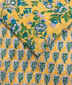 Tela de Algodón Suave Hecha a Mano en India, Estampada con Bloques a Mano en Jaipur Sanganeri, para Vestidos, Cortinas, Fundas, Decoración del Hogar, para Niños y Niñas, Venta al Por Mayor - Product Image 1