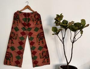 Pijama de algodón 100% para mujer, pantalones Palazzo transpirables con lavado a la piedra, ropa de dormir tejida suave para uso doméstico, estilo de moda para primavera y otoño - Product Image 2