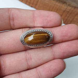 แหวนหินตาเสือธรรมชาติ ทำมือ เงินแท้ 925 แหวนพลอยสำหรับเธอ - Product Image 3